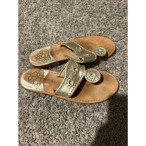 Jack Rogers Shoes - Jack Rogers Women's Gold Leather Sandals Size 7